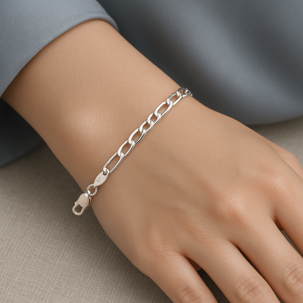 Conjunto Pulseira e Correntinha Luzza Elo Figaro